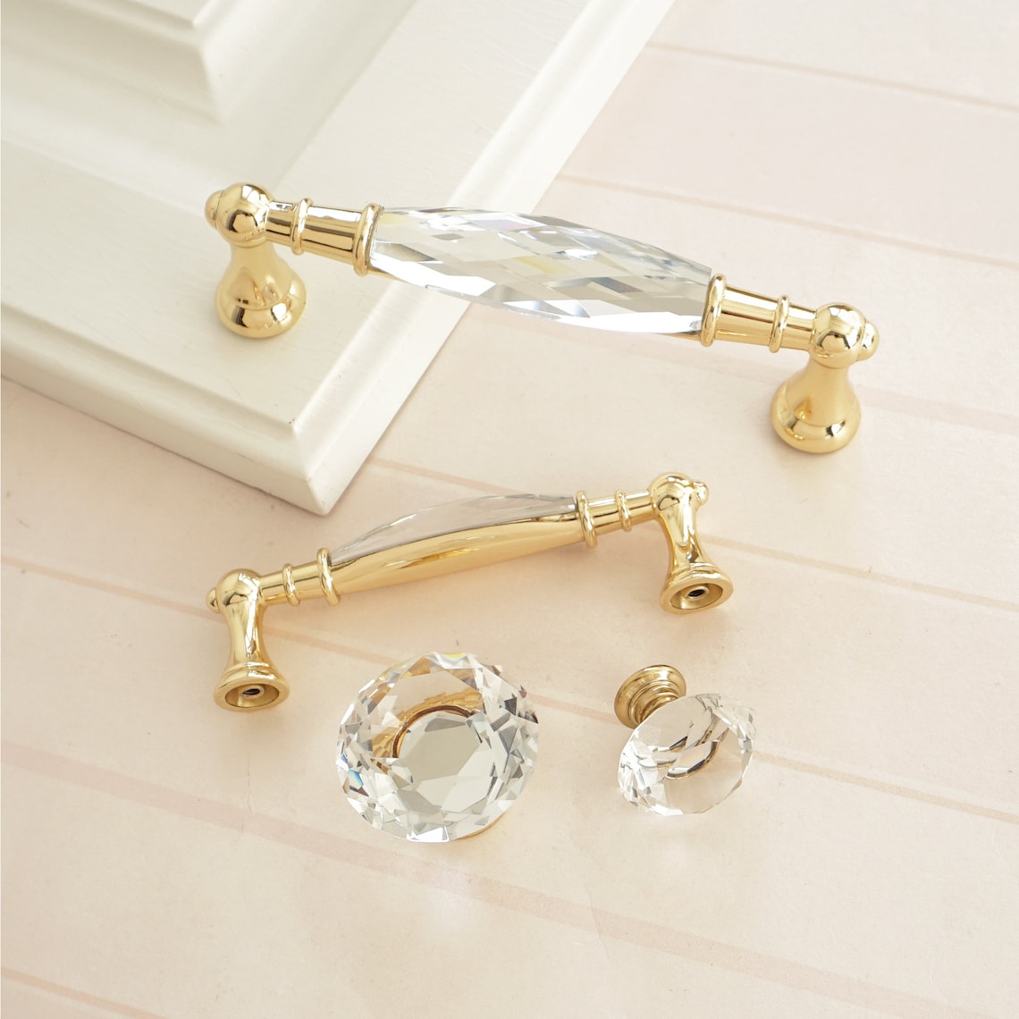 3.78 5 Gold Clear Dresser Knobs Drawer Pulls Knob image 7