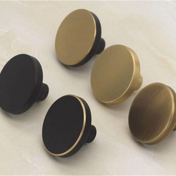 Brass Knob Cabinet Door Knob Handle Pull Drawer Knobs Pulls Handles Dresser Knob Black Bronze Vintage Style Retro Round Knob