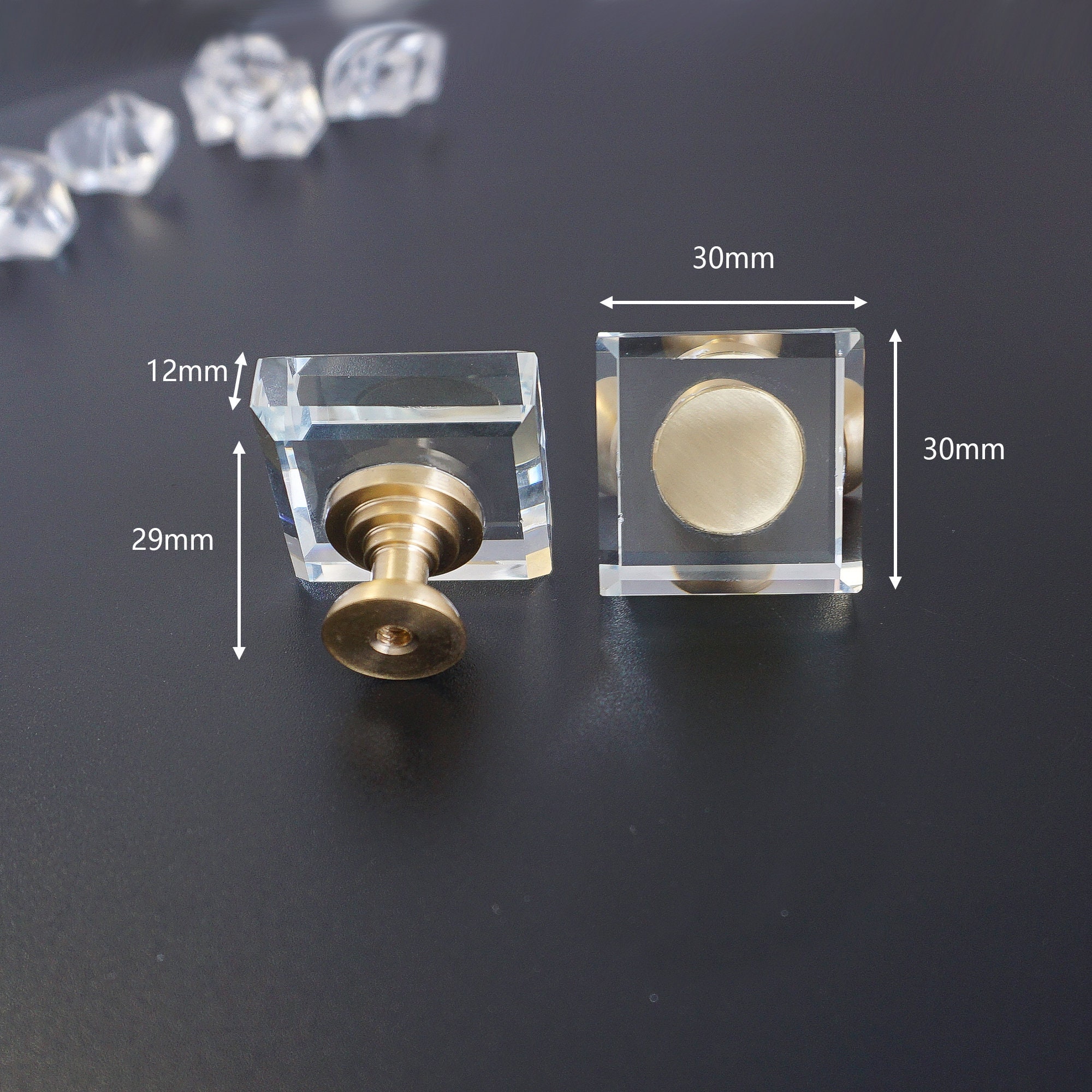 Square Brass Acrylic Knob Kitchen Knobs Pulls Gift Etsy