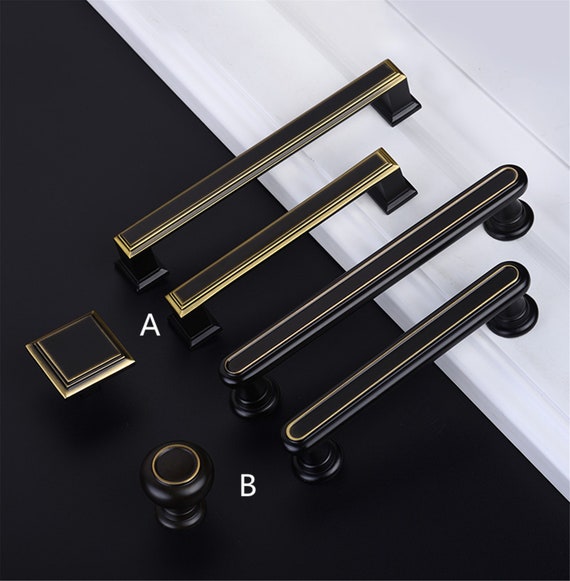3.78 5 Black Brass Drawer Pulls DresserHandles Etsy
