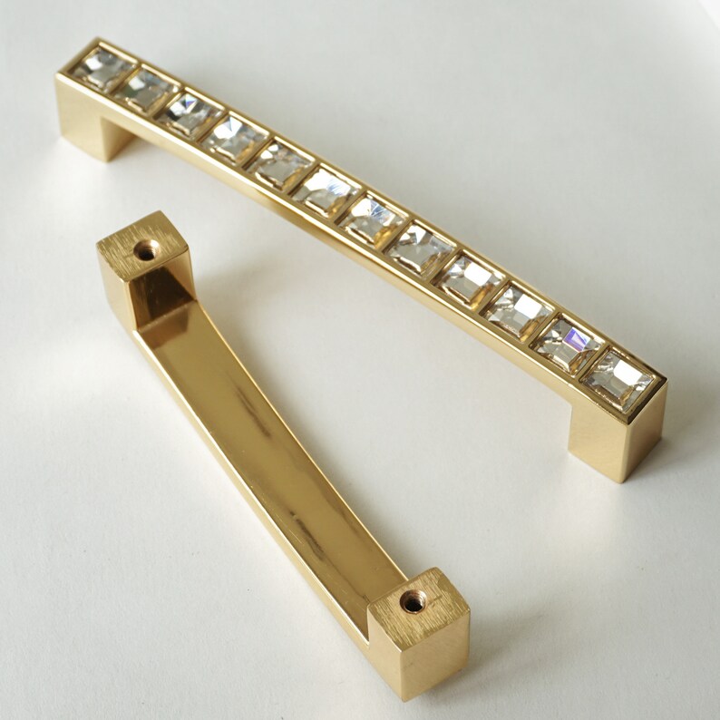 3.78'' 5'' Clear Gold Dresser Drawer Pulls Etsy