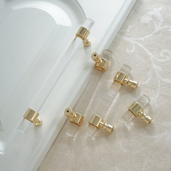 Adjustable Drawer Pulls And Knobs Acrylic Gold Clear Dresser Etsy