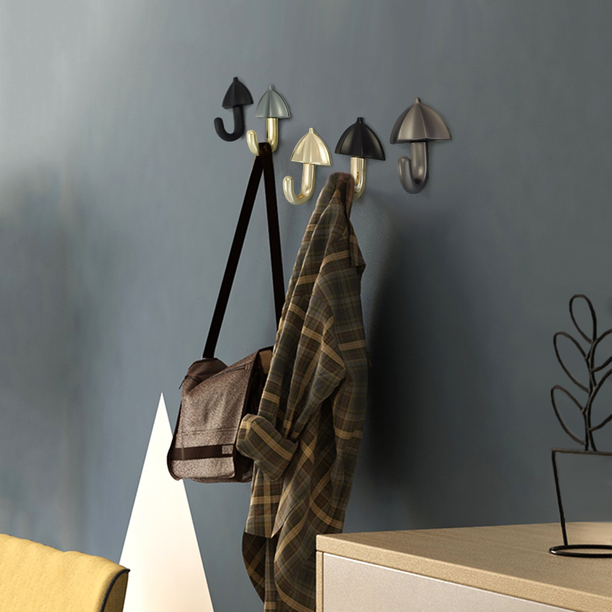 Umbrella Black Gold Wall Hooks Hat Hooks Coat Hooks Bathroom Etsy