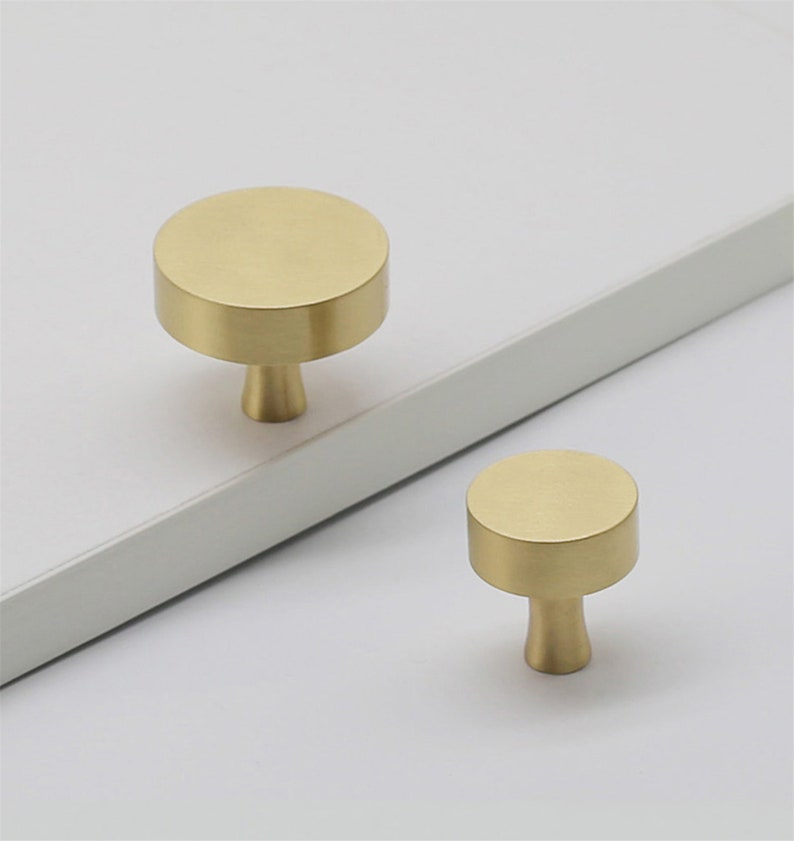 Round Brass Cabinet Knobs Handles Drawer Knobs Pulls Handles Etsy