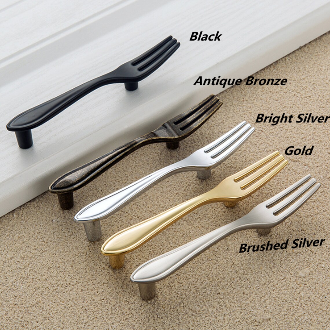 3 Spoon Fork Knife Drawer Pulls Handles Kitchen Etsy