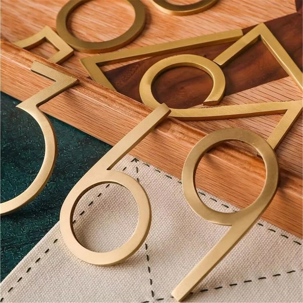 Modern Brass Numbers Hotel Door Numbers Address Number Gold  House  Room Numbers Personalized Numbers Sign Mailbox Numbers Symbols