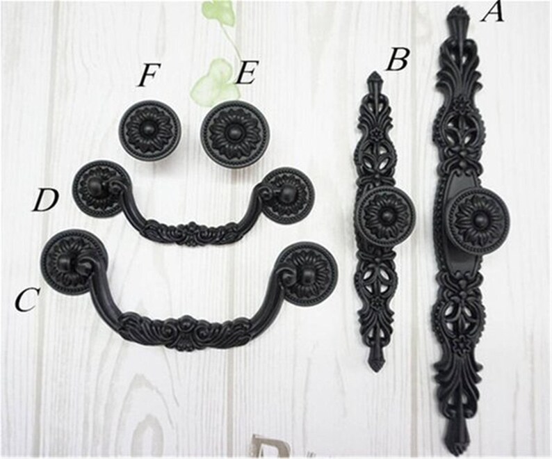 Shabby Chic Dresser Knob Pull Drawer Knobs Pulls Handles Black Etsy