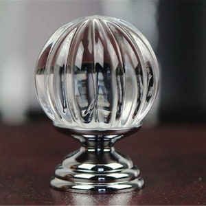 Pumpkin Knobs Glass Dresser Knob Pull Drawer Knobs Pulls Handles Clear Chrome Silver Crystal Cabinet Knob Pull Door Handle Cupboard Hardware