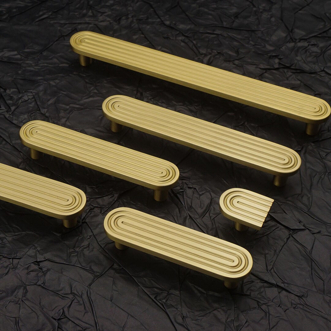 Solid Brass Cabinet Pulls Knobs Track Kitchen Handles Dresser Knobs ...
