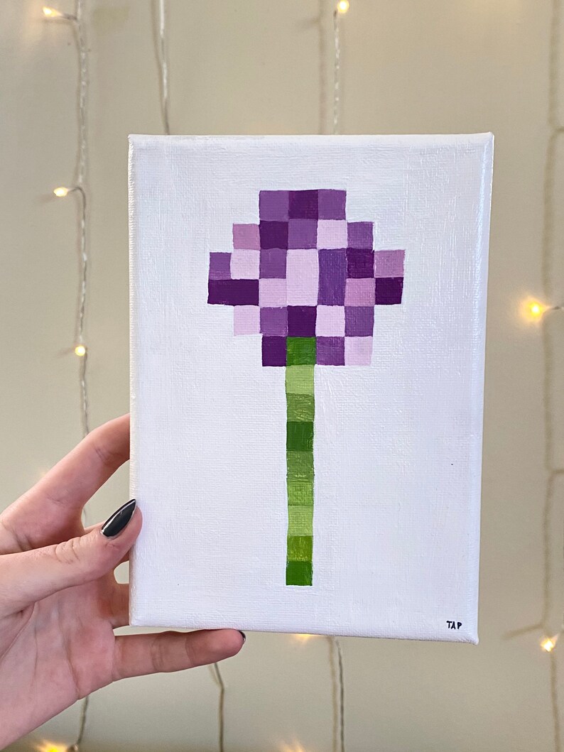 Minecraft Flower Paintings Etsy