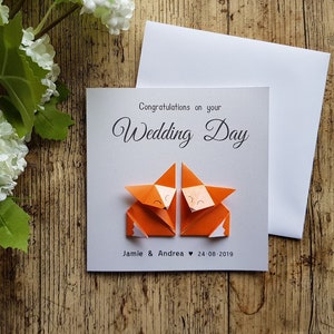 Fox Origami Wedding card / Handmade cards