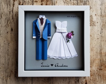 Origami Wedding Frame / Personalised Anniversary Gift