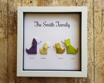 Personalised Dog Family Frame / Origami Dog Family / Family Gift