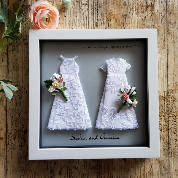 Two Bride's Wedding frame / Personalised Lesbian Wedding gift / Custom order / Anniversary gift / Origami art frame / LGBT Wedding gift