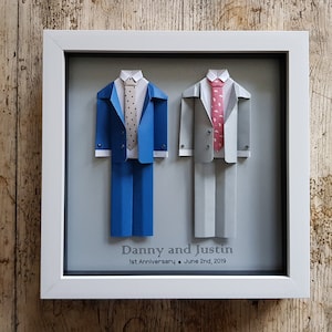 Two Groom's Wdding frame / Personalised Gay Wedding gift / Anniversary gift / Origami art frame / LGBT Wedding Gift