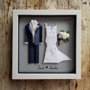 Cornice per matrimonio origami personalizzata / regalo di anniversario con foto personali / regalo di matrimonio personalizzato