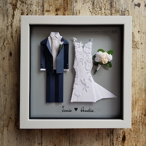 Custom Origami Wedding Frame Made With Personal Photos / Anniversary Gift image 1