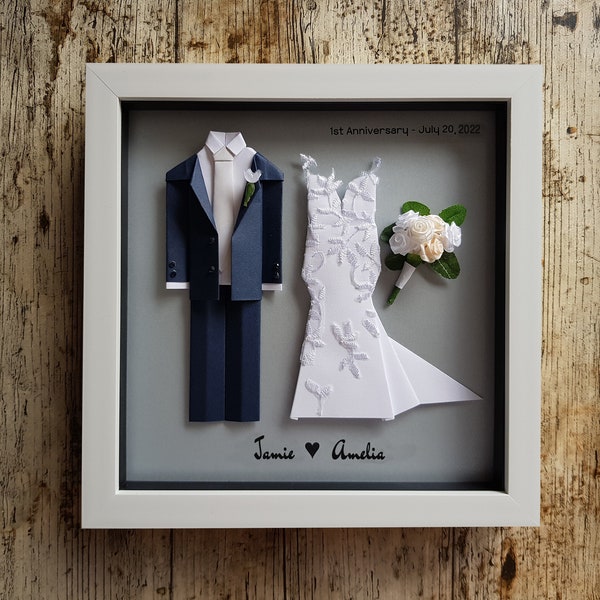 Custom Origami Wedding Frame Made With Personal Photos / Anniversary Gift