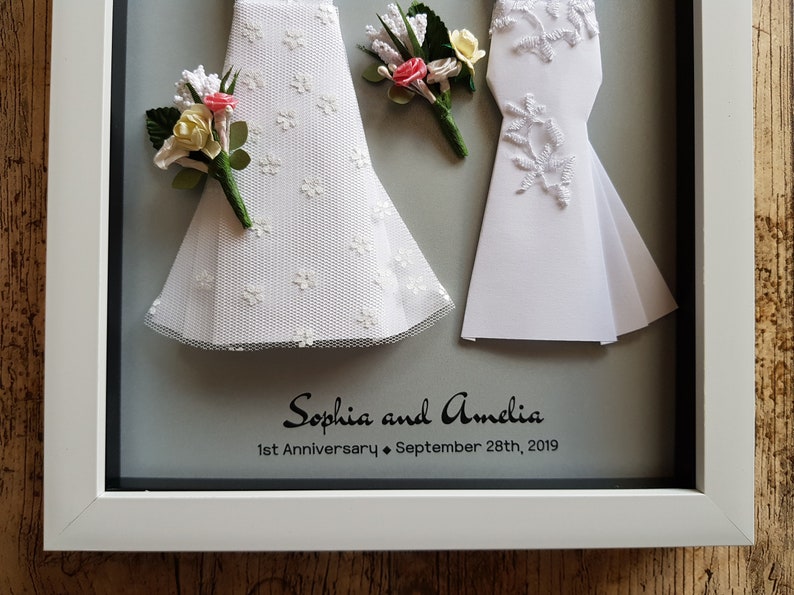 Custom Lesbian Wedding gift / Two Bride's Wdding frame / Personalised Anniversary gift / Origami art frame / LGBT Wedding gift image 5