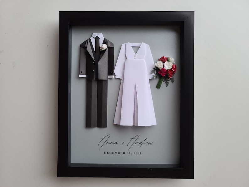 Custom Origami Wedding Frame Made With Personal Photos / Anniversary Gift image 7