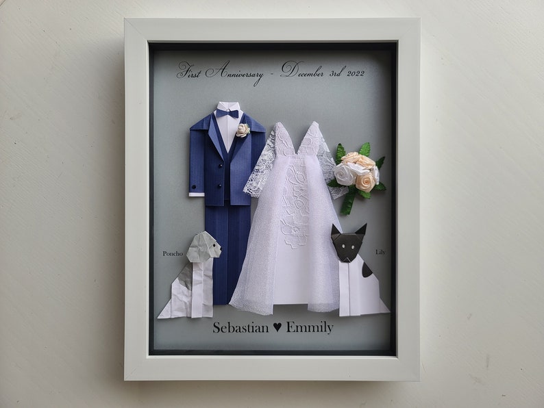 Custom Origami Wedding Frame Made With Personal Photos / Anniversary Gift image 8