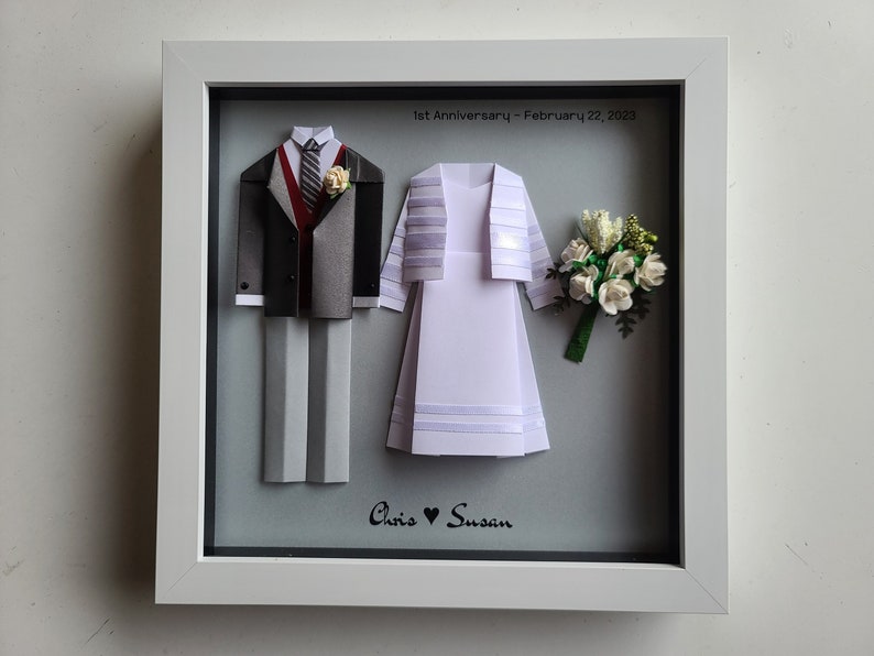 Custom Origami Wedding Frame Made With Personal Photos / Anniversary Gift image 3