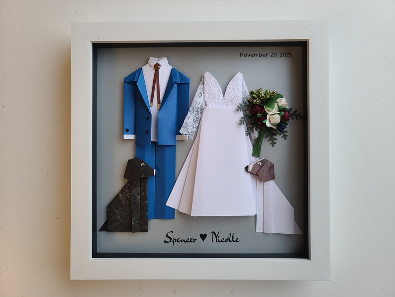 Custom Origami Wedding Frame Made With Personal Photos / Anniversary Gift image 4