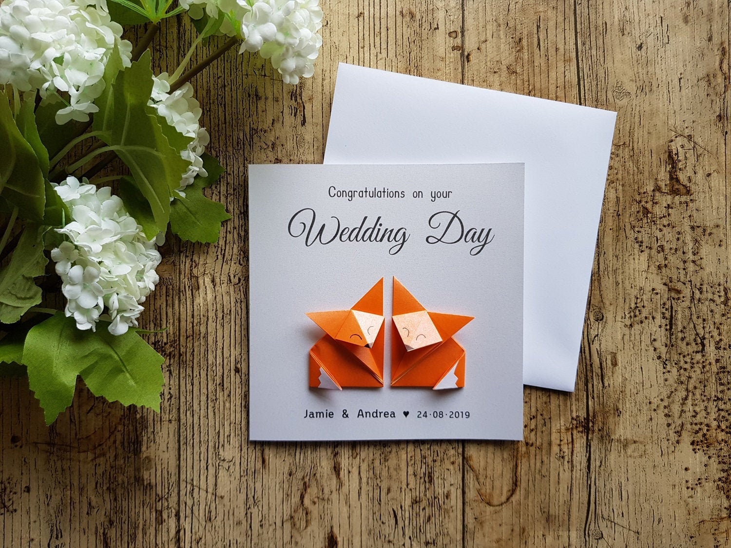 Fox Origami Wedding card / Handmade cards