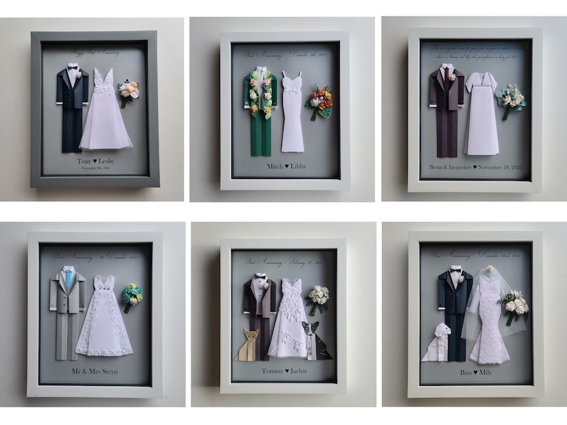 Custom Origami Wedding Frame Made With Personal Photos / Anniversary Gift image 10