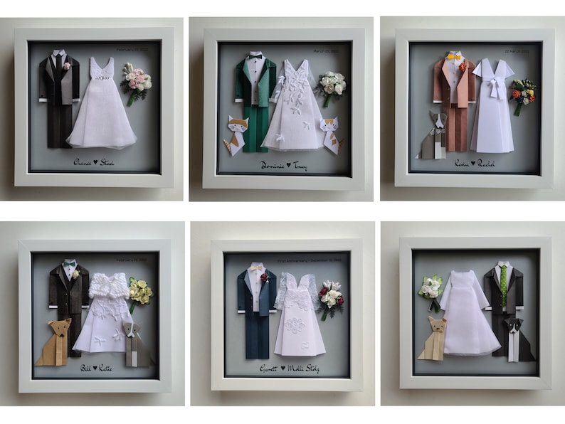 Custom Origami Wedding Frame Made With Personal Photos / Anniversary Gift image 9