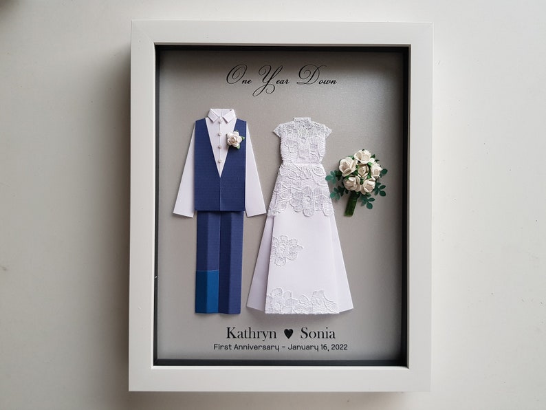 Custom Lesbian Wedding gift / Two Bride's Wdding frame / Personalised Anniversary gift / Origami art frame / LGBT Wedding gift image 7