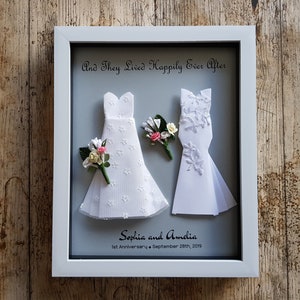 Custom Lesbian Wedding gift / Two Bride's Wdding frame / Personalised Anniversary gift / Origami art frame / LGBT Wedding gift image 2