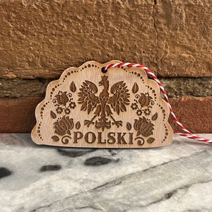 Wooden Polish Pierogi Ornament with Eagle – Laser Engraved Polish Pride Decor, Polski Gift, Pierogi Lover Keepsake