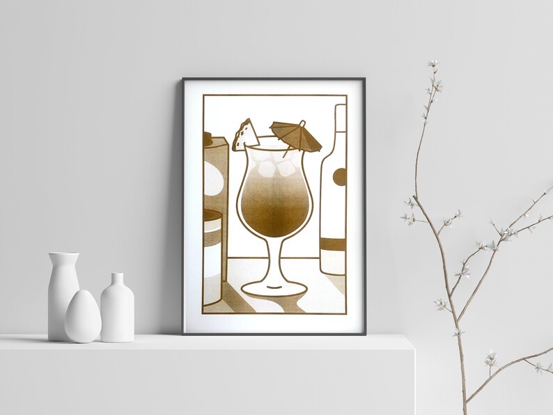 A3 Limited Edition Manufacturer direct delivery Original Pina Print Cocktail Colada Max 74% OFF Risograph