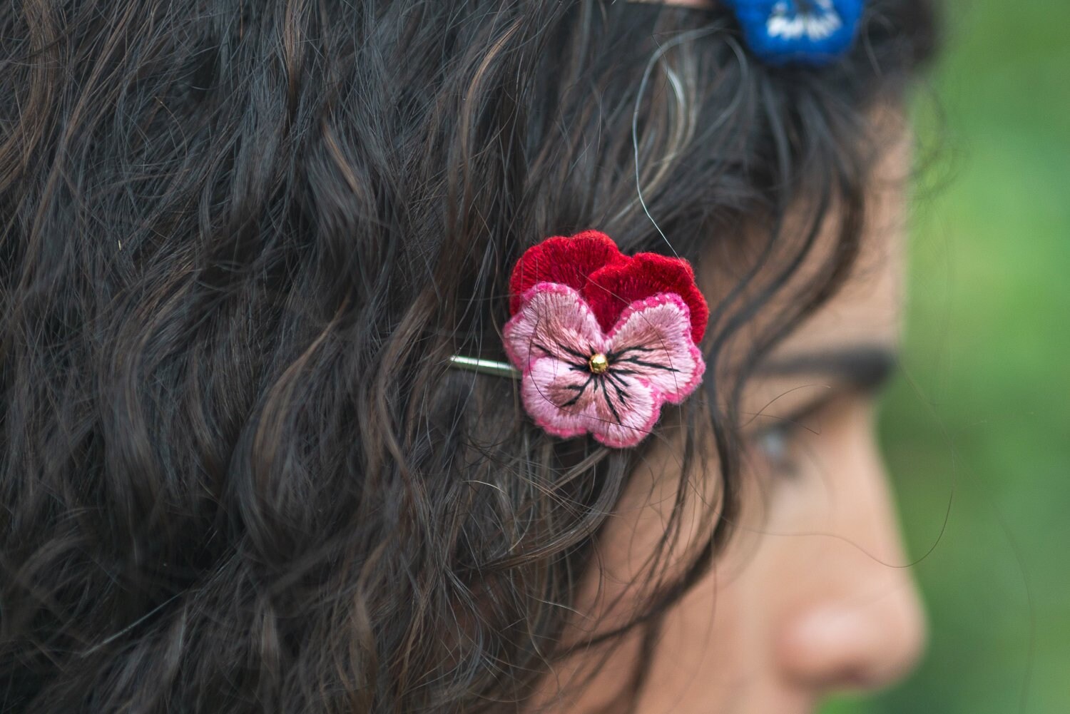 Flower girl hair accessories red pansy hair pin floral bobby Etsy