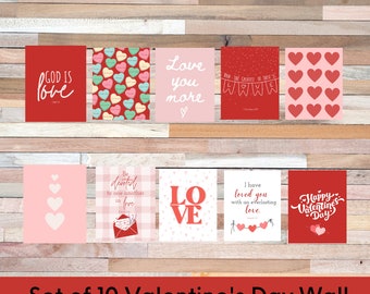 Valentine's Day Digital Download, Wall Decor Printable, Bible Verse Valentine's Day Printable, Love Bible Verse Print, Set of 10