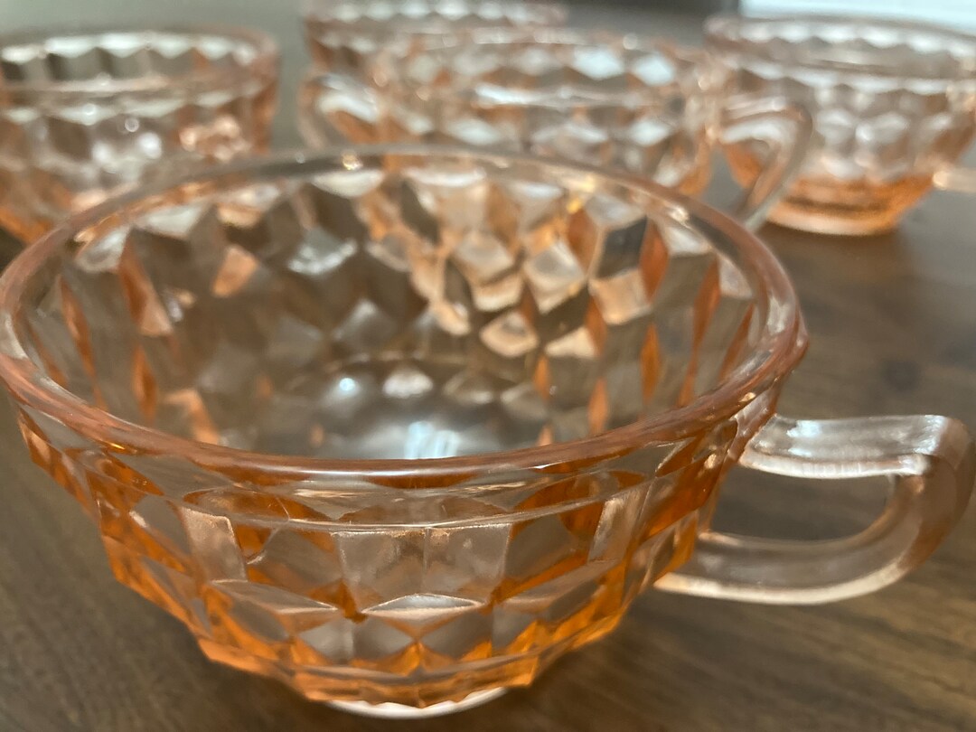 Vintage Pink Depression Glass Tea Set With Sugar Container,