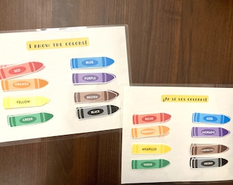 Spaans en Engels kleurafstemmingsspel, kleurafstemming voor peuters, druk boek afdrukbaar, homeschool-activiteit, pre-k activiteitenbladen, pre-K