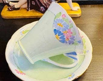 Art Deco Grafton China cup and saucer - hand painted Gorgeous