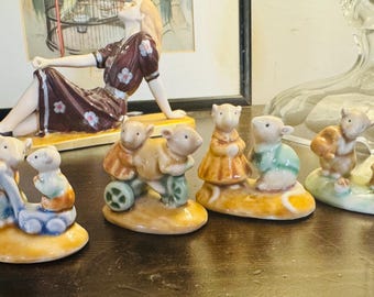 Vintage Albert Kessler glazed ceramic mouse figurines