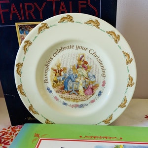 Royal Doulton Famous &#39;Bunnikins&#39; large plate to celebrate a Christening