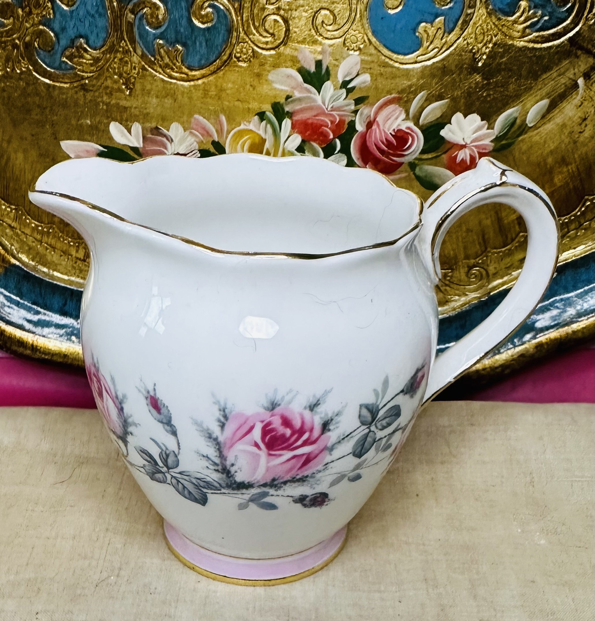 Crinoline Lady Gold Filigree 3 Pc. Tea Set Trio, Teacup Saucer