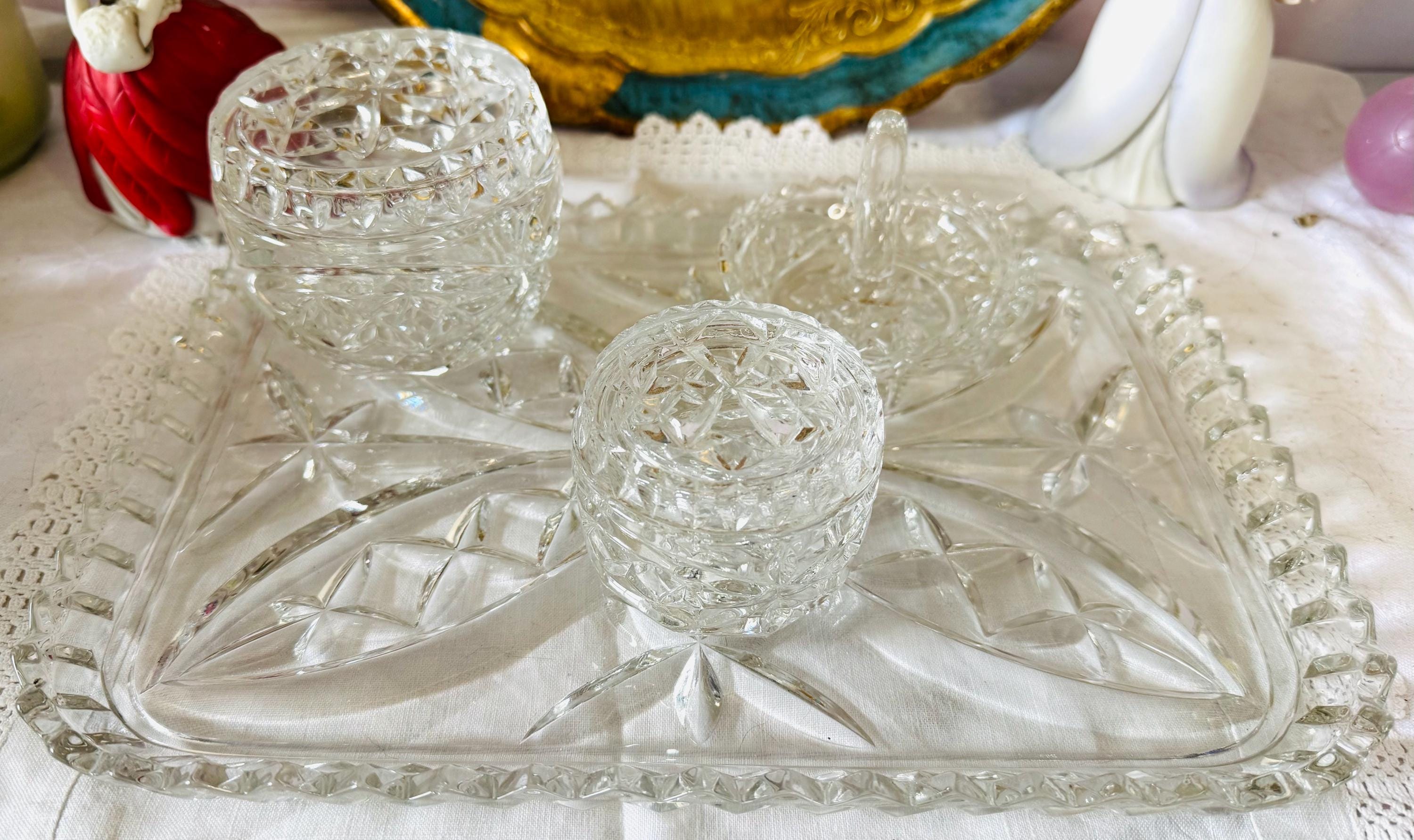Glass Vanity Set - Etsy UK
