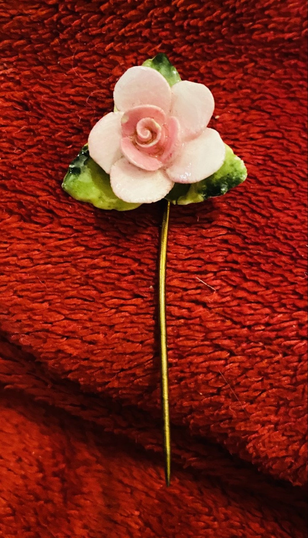Handmade China Palest Pink Rose Pin Etsy
