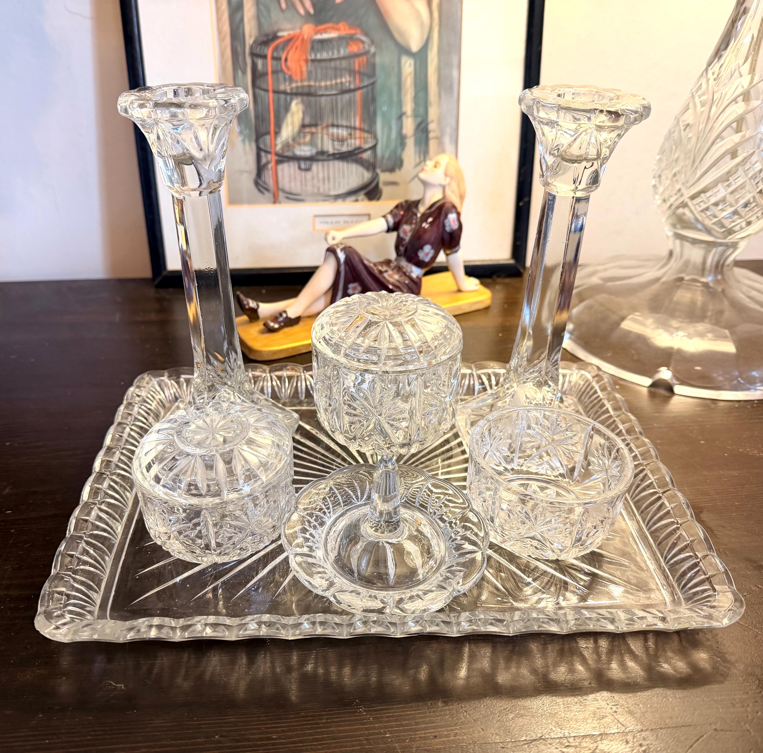 Glass Dressing Table Set - Etsy UK