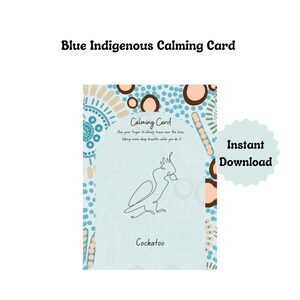 Tarjetas relajantes con temática indígena azul / Imprimibles de atención plena y regulación / Actividad de bienestar emocional para niños / Descarga digital en PDF