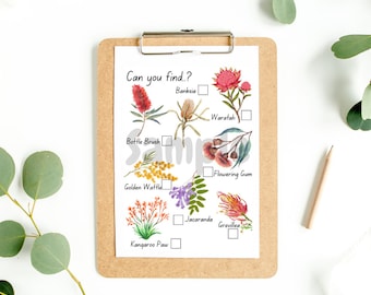 Australian Native Flower Scavenger Hunt Checklist Printable, Nature Walk, Forest School, Outdoor Learning Resource, Early Years Activity