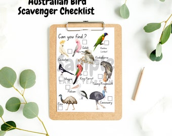 Australian Native Bird Scavenger Hunt Checklist Printable, Nature Walk, Forest School, Outdoor Learning Resource, Early Years Activity