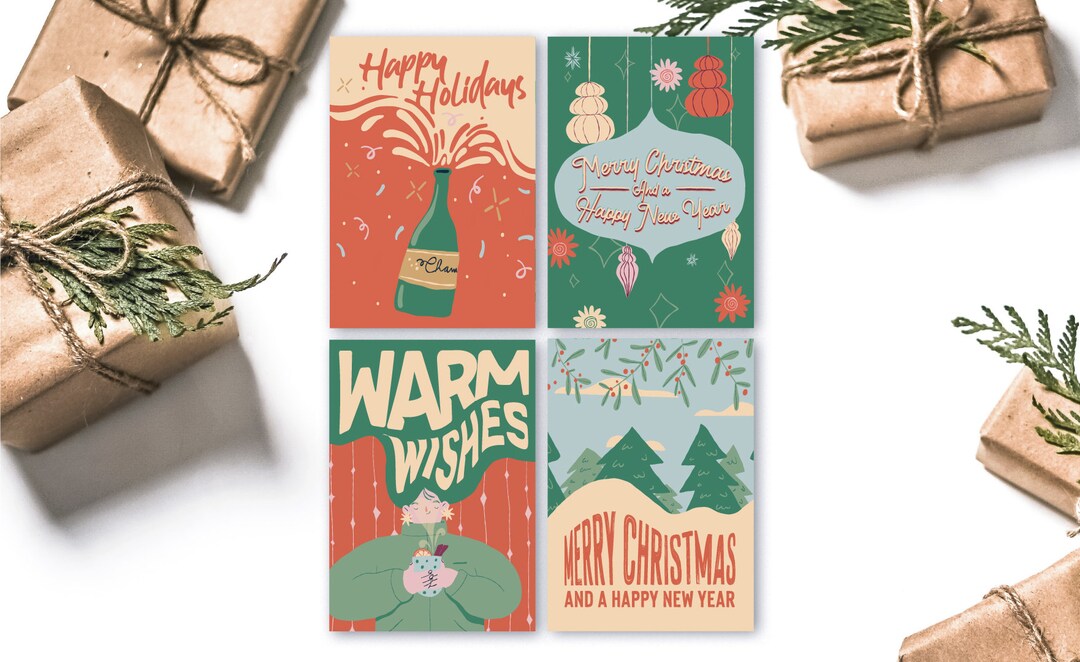 DIGITAL Christmas Cards / Printable Christmas Postcards / Etsy