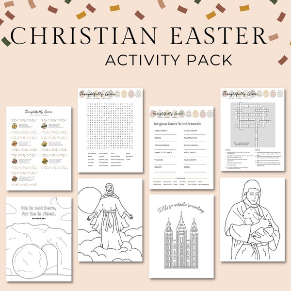 Christian Easter Activity Pack, Christian Poloring Pages, Christian Activity Pages, Easter Word Search, Easter Coloring Pages